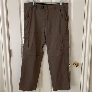 Prana Stretch Zion Convertible Pants 38x30 Brown